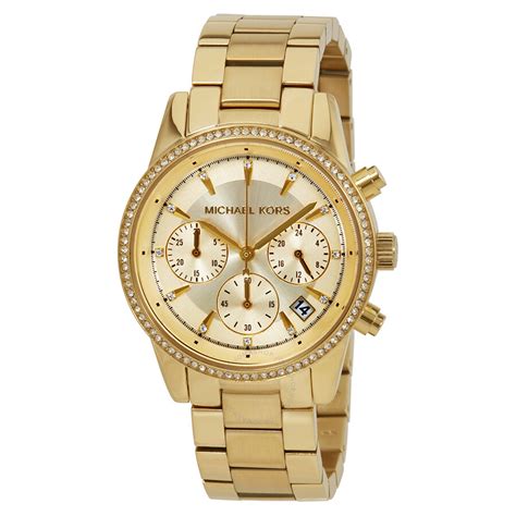 michael kors mini ritz watch gold macys|Michael Kors Women's Ritz Chronograph Gold.